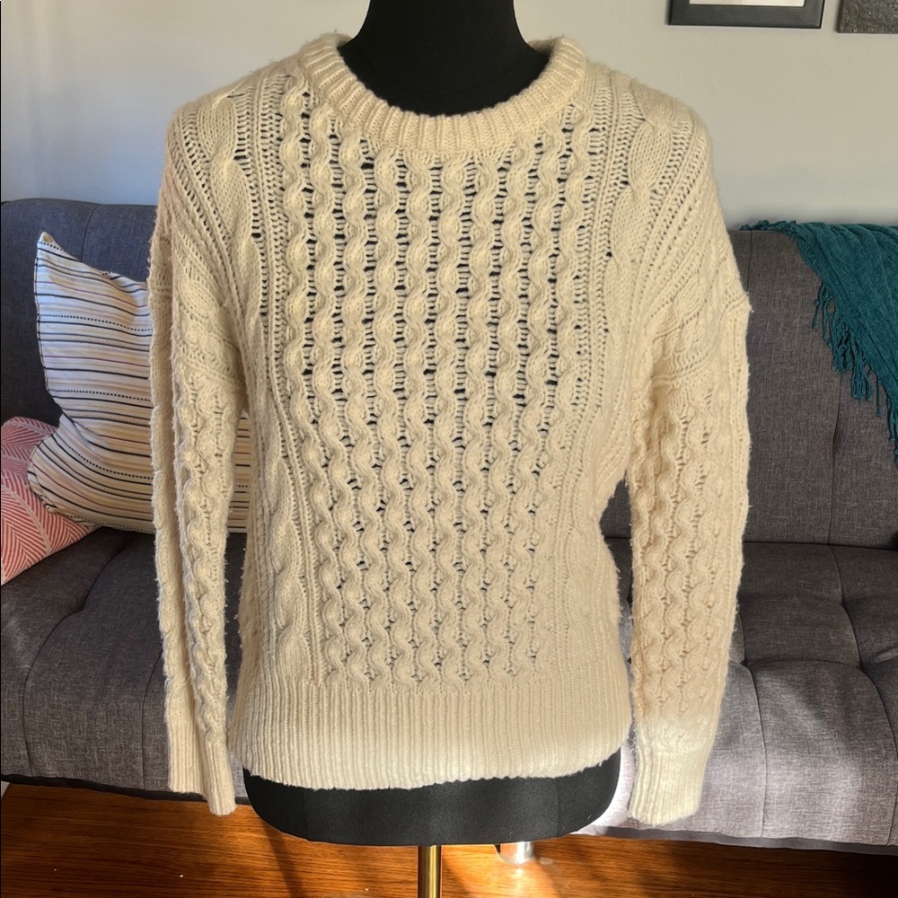 Rebecca Taylor Cream Knit Sweater Wool and Cashmere blend size XS